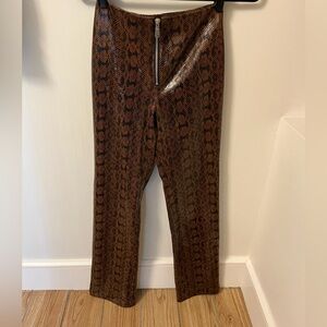 Weworewhat Danielle Bernstein Brown Snake Pattern Pants